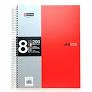 NOTE BOOK 8 A4 8COLORES CUADRICULA ROJA